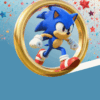 Sonic pozivnica za rođendan sa zlatnim prstenom i zvezdicama digitalni dizajn