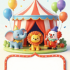 pozivnica za deciji rodjendan cirkus klovn lav slon sator
