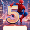 pozivnica za 5 rodjendan spider hero neon broj 5