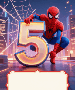 pozivnica za 5 rodjendan spider hero neon broj 5