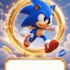 Sonic pozivnica sa velikim zlatnim krugom za rođendan