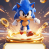 Sonic pozivnica sa zlatnim postoljem za dečiji rođendan