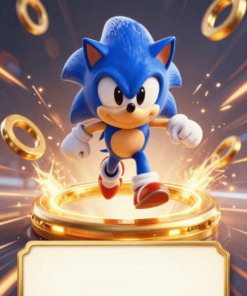 Sonic pozivnica sa zlatnim postoljem za dečiji rođendan