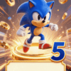Sonic pozivnica za 5. rođendan sa brojem 5