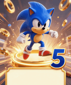 Sonic pozivnica za 5. rođendan sa brojem 5