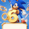 Sonic pozivnica za 6. rođendan sa zlatnim brojem 6