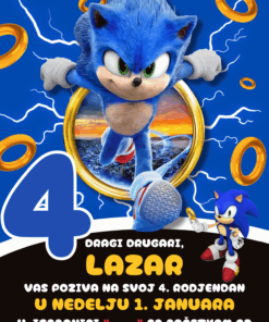 Sonic pozivnica za rođendan | Premium personalizovana digitalna (24h)