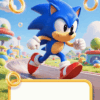 Sonic pozivnica za rođendan sa plavim dekorativnim okvirom