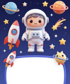 pozivnica za rodjendan astronaut svemir rakete planete