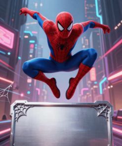 decija spider pozivnica cyber neon grad dizajn