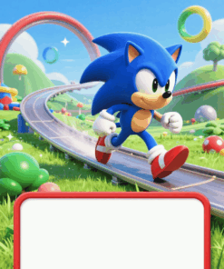 Sonic pozivnica za rođendan sa crvenim okvirom