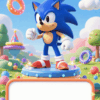 Sonic 3D pozivnica za rođendan sa narandžastim okvirom
