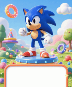 Sonic 3D pozivnica za rođendan sa narandžastim okvirom